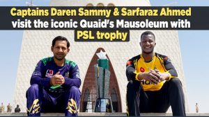 Captains Daren Sammy & Sarfaraz Ahmed visit the iconic Quaid’s Mausoleum with PSL trophy
